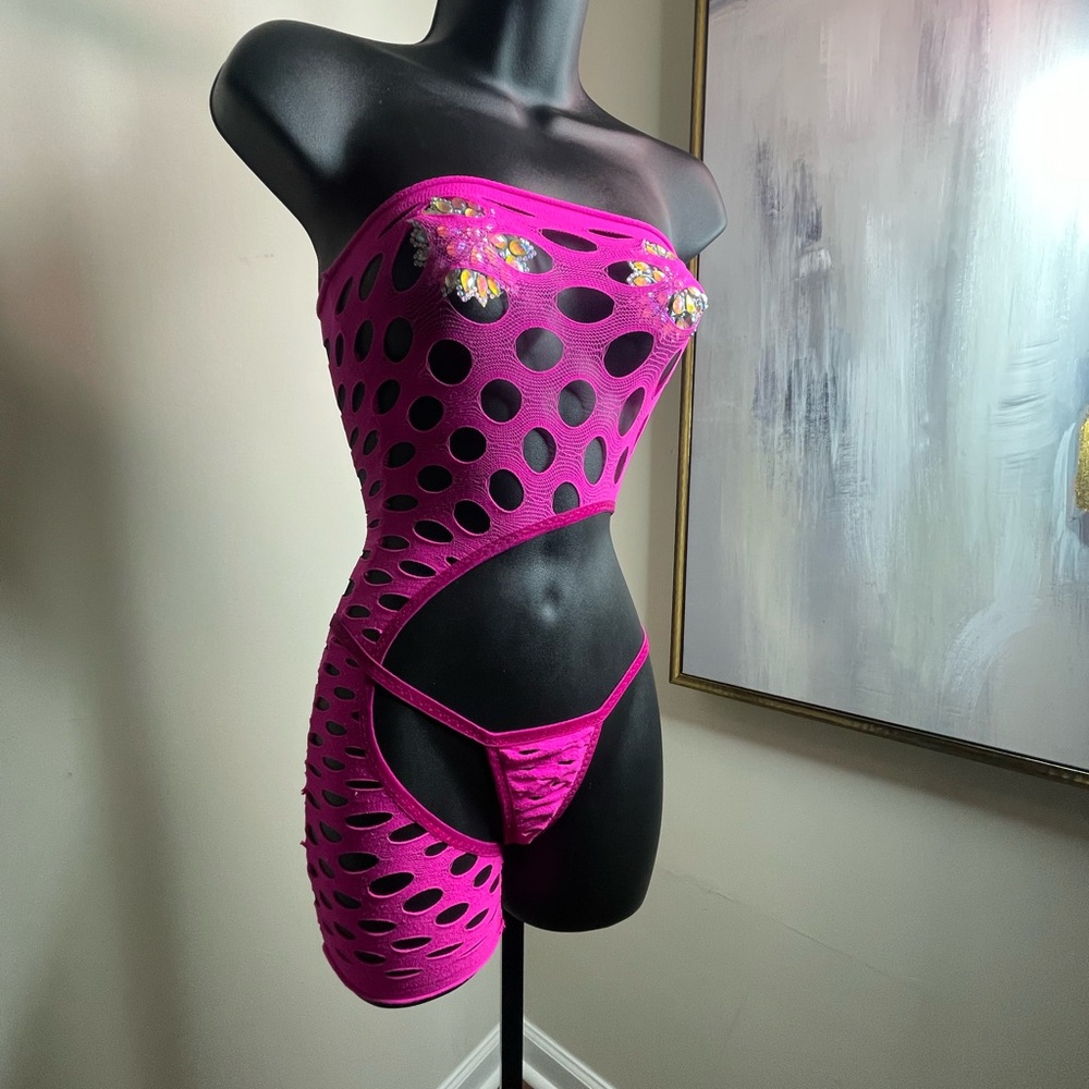 Pink Cutout high low Bodysuit